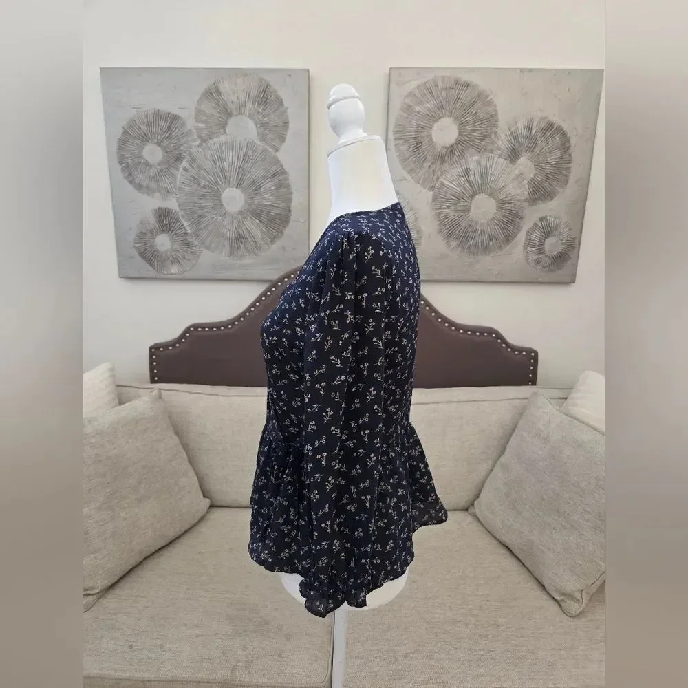 🦋MADEWELL🦋 Puff-Sleeve Peplum Wrap Top in Spring Fling - [Size Small]